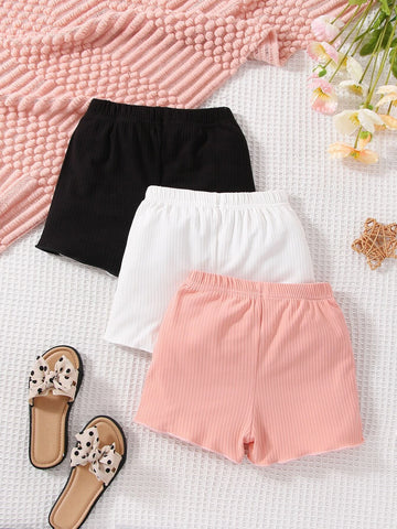 Baby 3pcs Bow Front Lettuce Trim Shorts