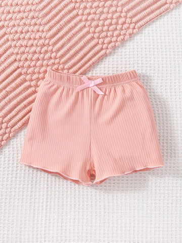 Baby 3pcs Bow Front Lettuce Trim Shorts