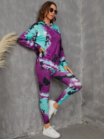 Tie Dye Drop Shoulder Hoodie & Leggings