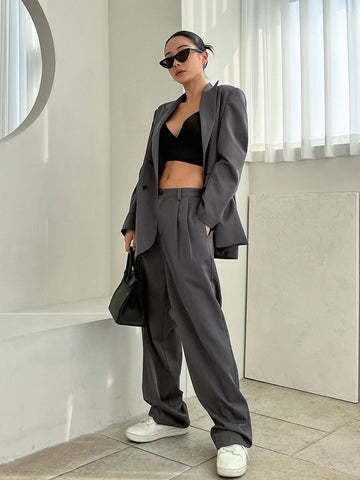 DAZY Double Breasted Flap Detail Blazer & Suit Pants