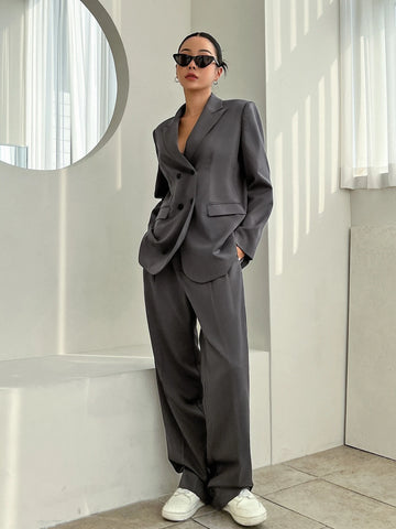 DAZY Double Breasted Flap Detail Blazer & Suit Pants