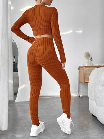 Surplice Neck Crop Top & Leggings