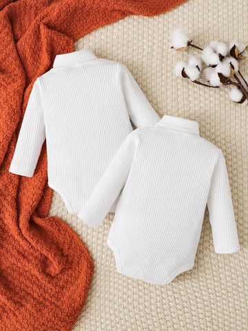 Newborn Baby 2pcs Ribbed Knit Turtle Neck Bodysuit