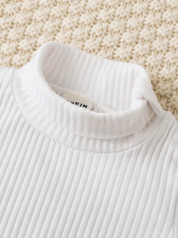 Newborn Baby 2pcs Ribbed Knit Turtle Neck Bodysuit