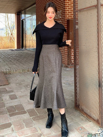 DAZY High Waist Mermaid Hem Skirt