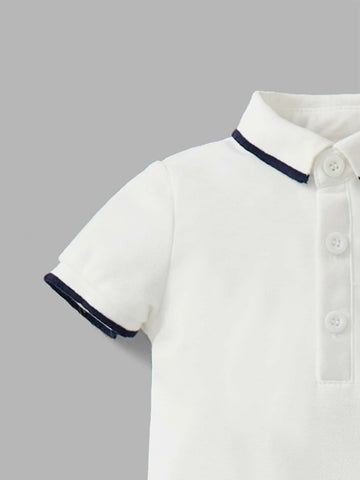 Baby Contrast Trim Polo Neck Bodysuit & Shorts