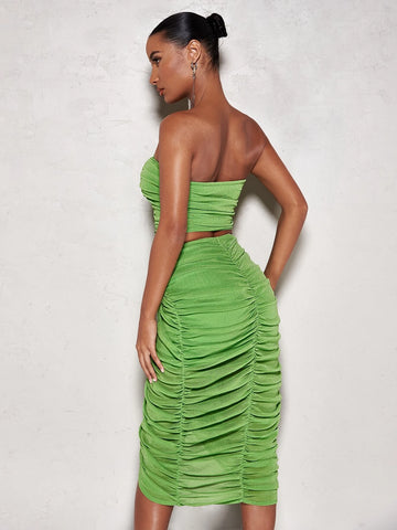 BAE Ruched Tube Top & Asymmetrical Hem Skirt