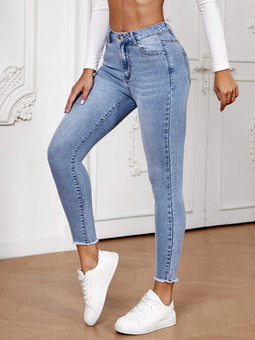 Raw Cut Skinny Cropped Jeans