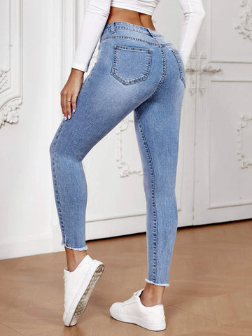 Raw Cut Skinny Cropped Jeans