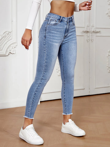 Raw Cut Skinny Cropped Jeans