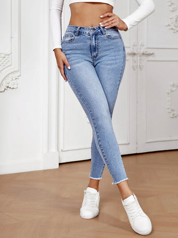 Raw Cut Skinny Cropped Jeans
