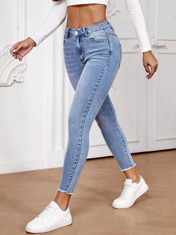 Raw Cut Skinny Cropped Jeans