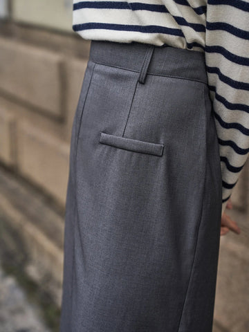 High Waist Split Detail Zipper Back Skirt