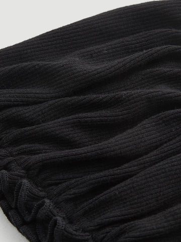 MOD Sweetheart Neck Ruched Frill Trim Crop Tee