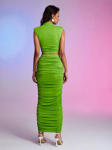 BAE Mock Neck Ruched Tank Top & Pencil Skirt