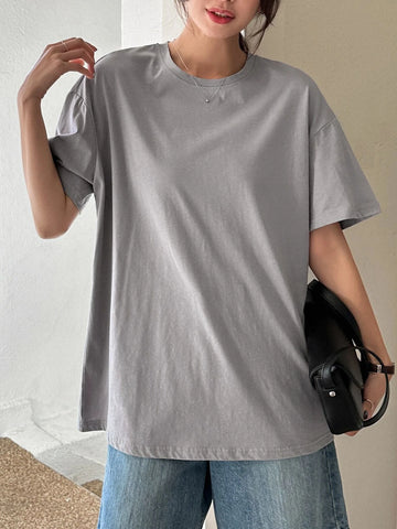 DAZY Slogan Graphic Patched Drop Shoulder Tee