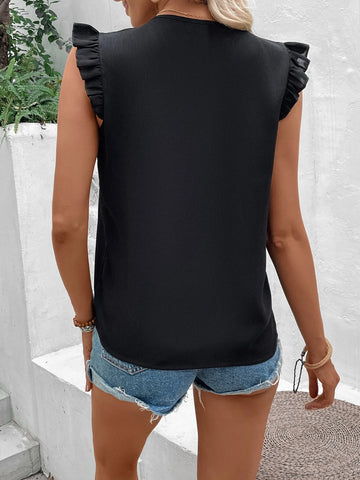 Contrast Tape Butterfly Sleeve Blouse