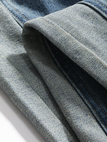 DAZY Colorblock Patched Pocket Wide Leg Jeans