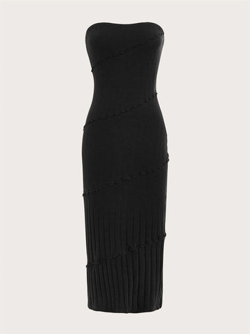 Solid Backless Tube Dress