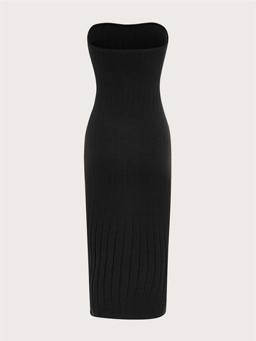 Solid Backless Tube Dress