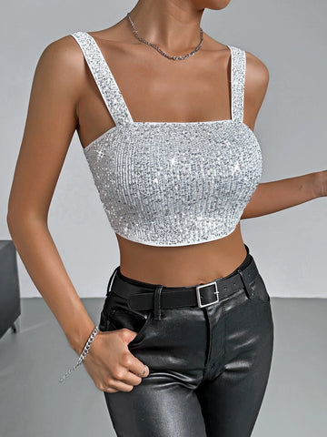 Sequin Crop Cami Top