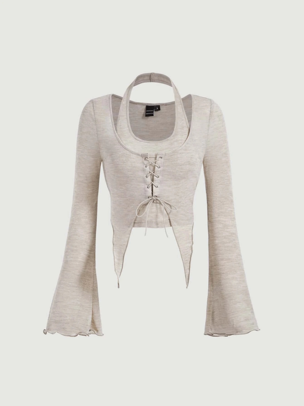 MOD Lettuce Trim Lace Up Front Asymmetrical Hem 2 In 1 Tee