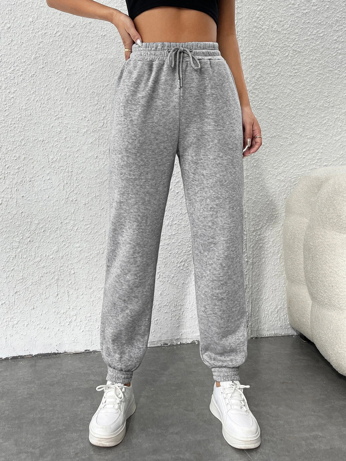 PETITE Drawstring Waist Slant Pocket Sweatpants