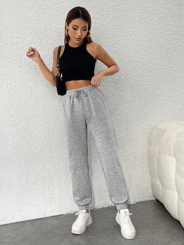 PETITE Drawstring Waist Slant Pocket Sweatpants