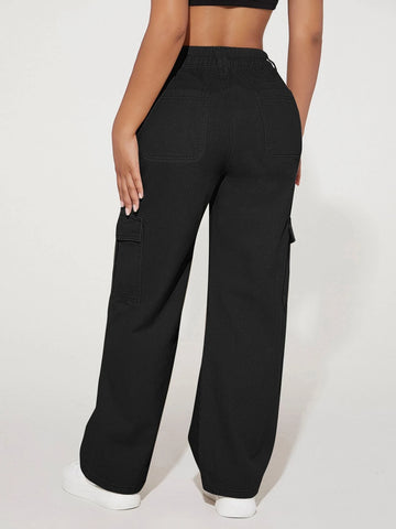 PETITE High Waist Flap Pocket Cargo Jeans