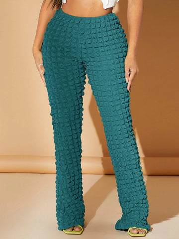 SXY Textured Straight Leg Solid Pants