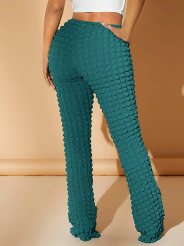 SXY Textured Straight Leg Solid Pants
