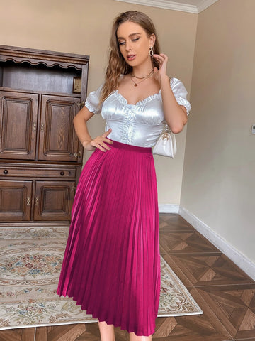 Solid Pleated Skirt