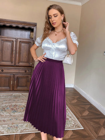 Solid Pleated Skirt