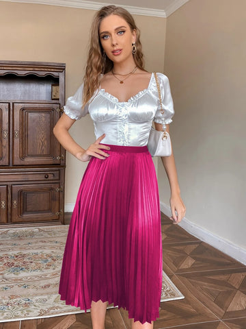 Solid Pleated Skirt