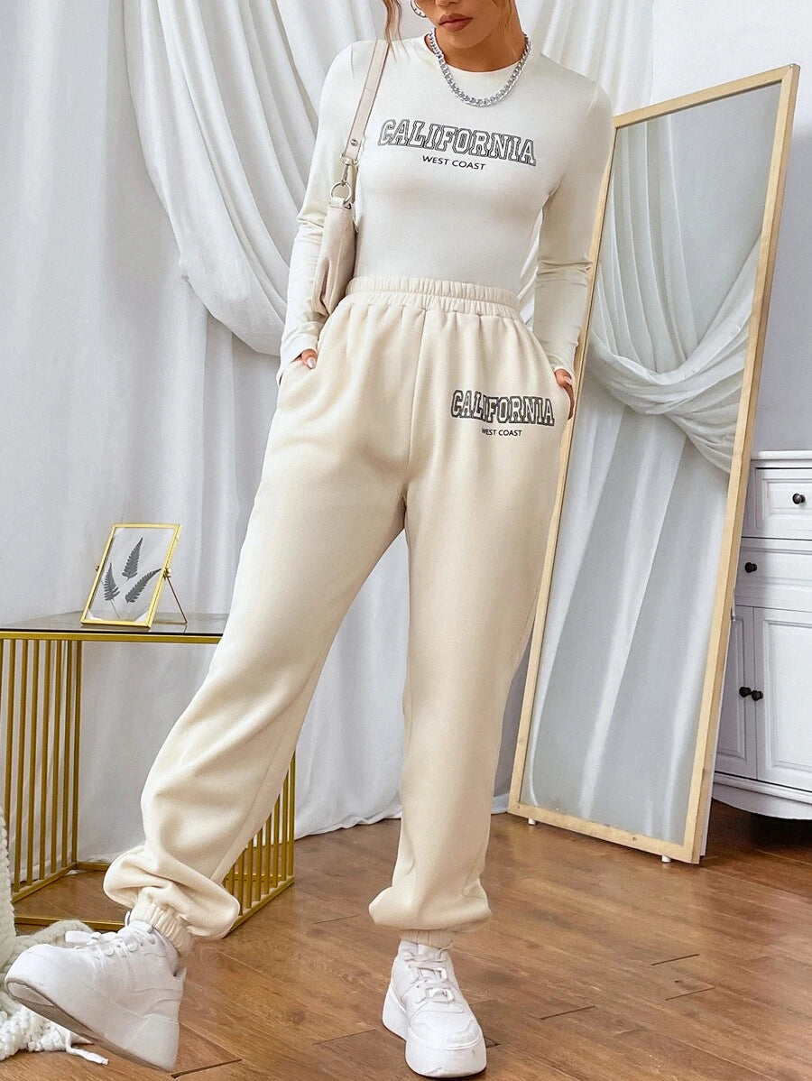 Letter Graphic Tee & Sweatpants