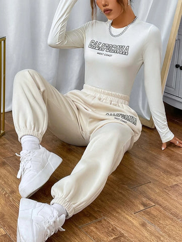 Letter Graphic Tee & Sweatpants