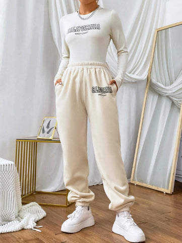 Letter Graphic Tee & Sweatpants