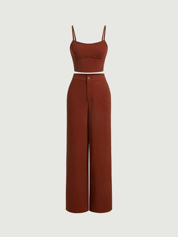 MOD Solid Cami Top & Wide Leg Pants