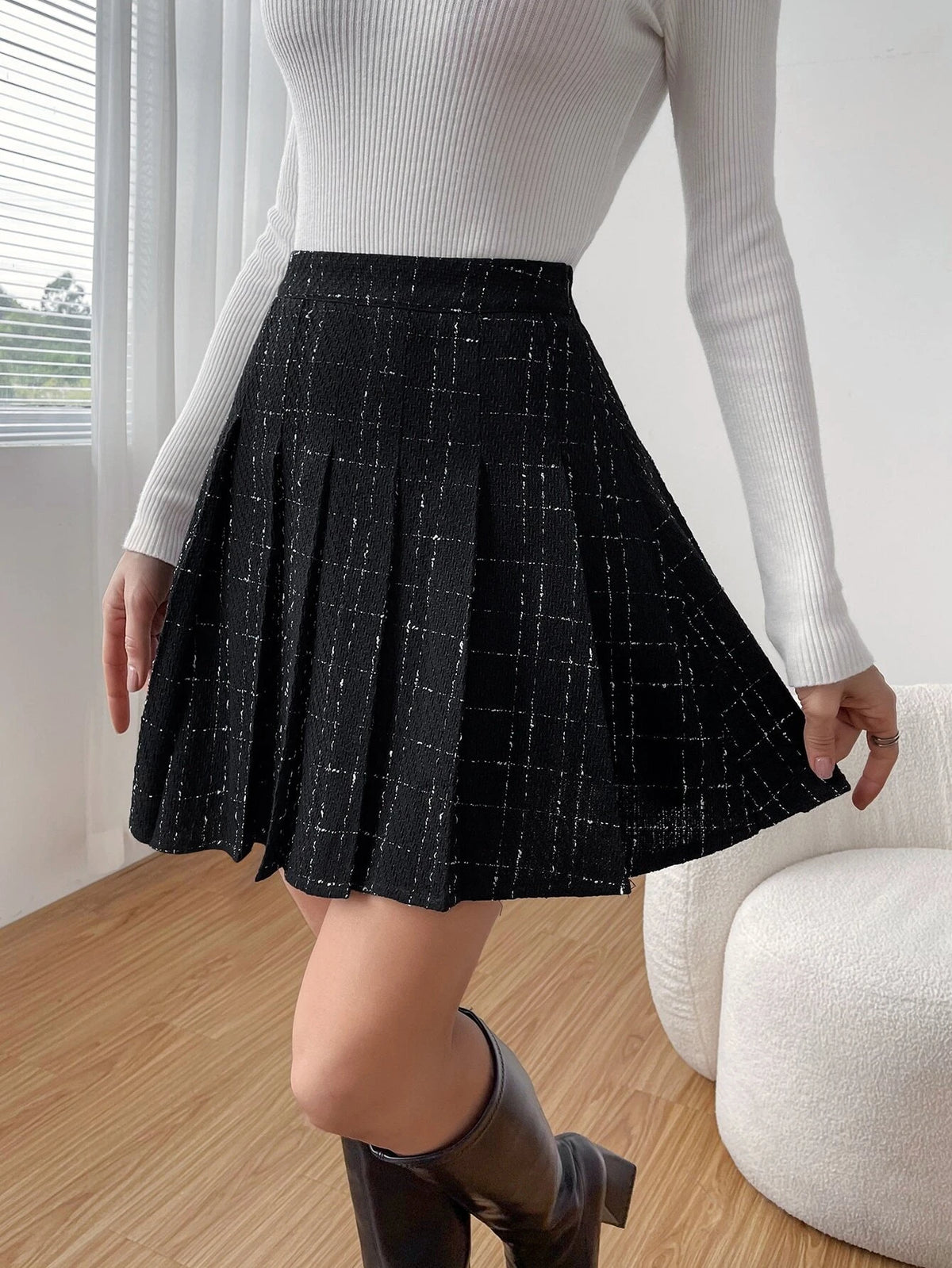 Plaid Pleated Skirt