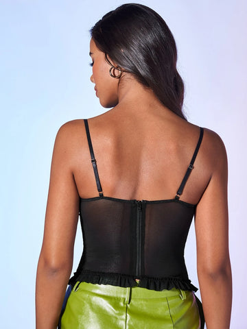 BAE Lace Panel Mesh Cami Top