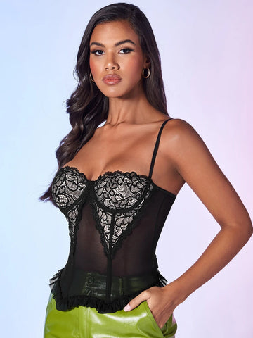 BAE Lace Panel Mesh Cami Top