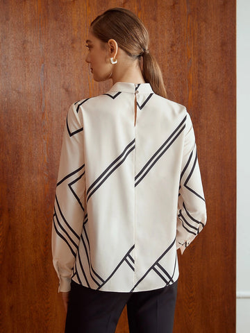 MOTF PREMIUM GEO PRINT MOCK NECK TOP