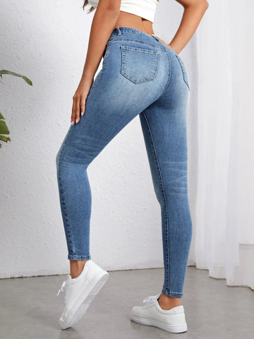 Slant Pocket Skinny Jeans