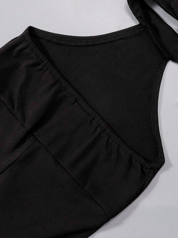 Baby Ruffle Hem Halter Jumpsuit & Headband