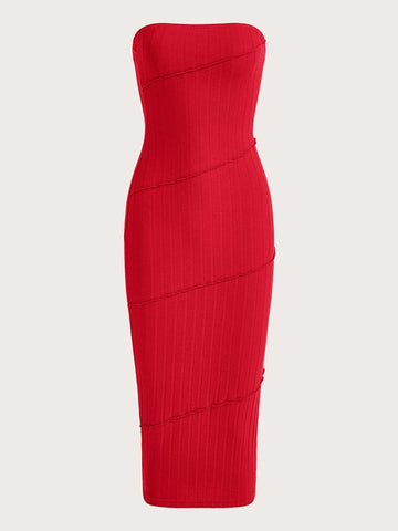 Solid Backless Tube Dress