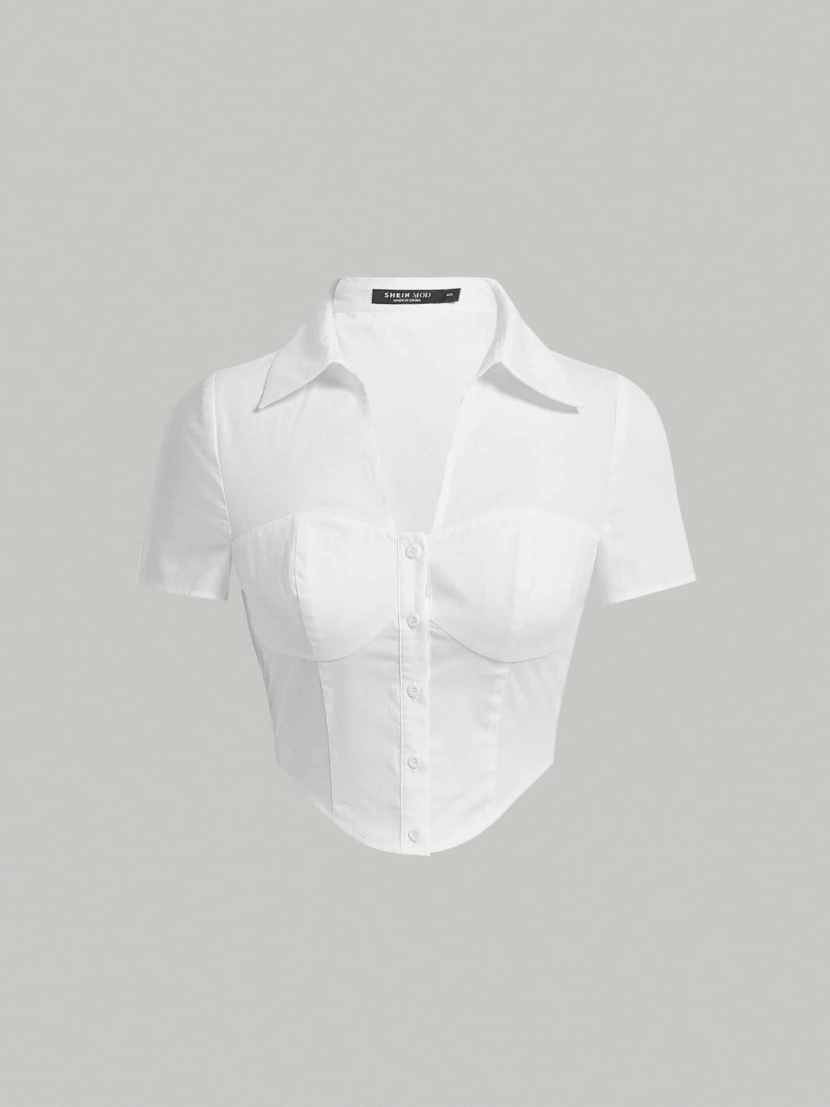 MOD Solid Button Front Bustier Shirt