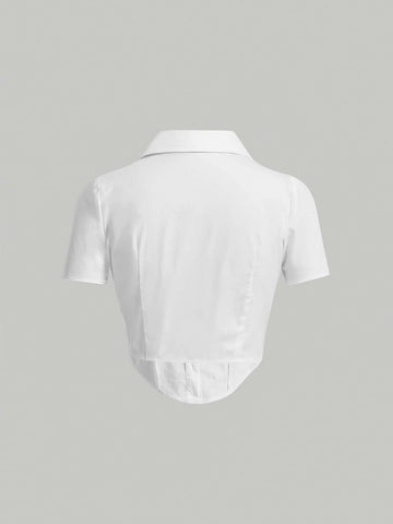 MOD Solid Button Front Bustier Shirt