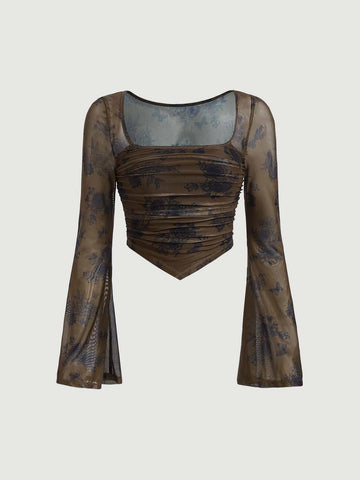 MOD Floral Print Hanky Hem Tee