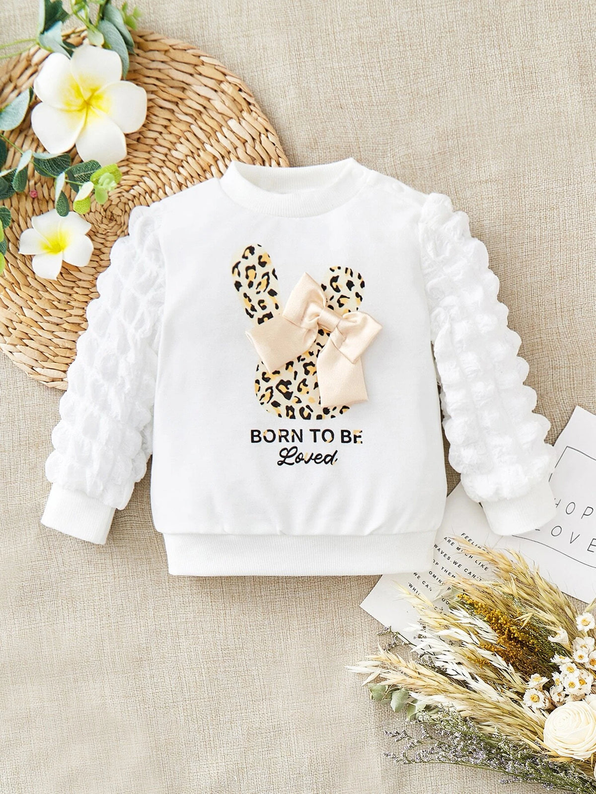 Baby Slogan Graphic Bow Front Sweatshirt