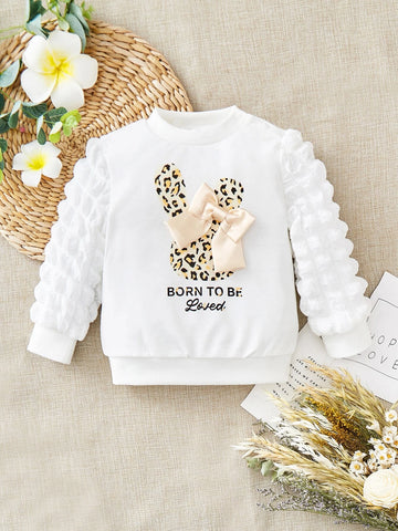Baby Slogan Graphic Bow Front Sweatshirt